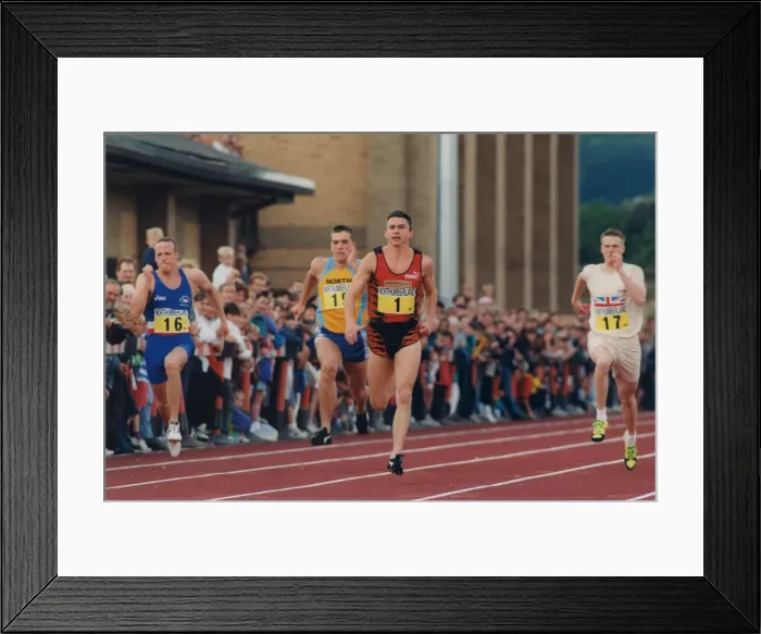 Framed Print : Athlete Jonathan Edwards Jonathan Edwards winning a 100 metres sprint Framed Print : Athlete Jonathan Edwards Jonathan Edwards winning a 100 metres sprint