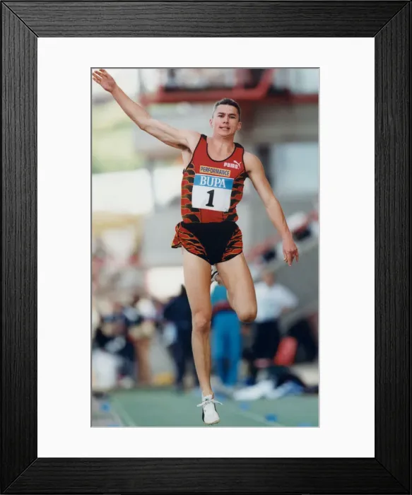 Framed Print : Athlete Jonathan Edwards Jonathan Edwards competes in the Triple Jump