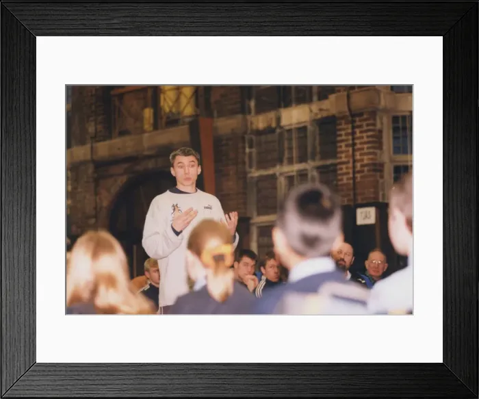 Framed Print : Athlete Jonathan Edwards Jonathan Edwards at Heaton Manor School in Framed Print : Athlete Jonathan Edwards Jonathan Edwards at Heaton Manor School in