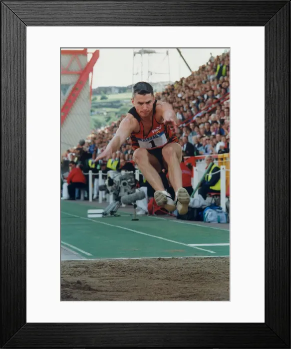 Framed Print : Athlete Jonathan Edwards Jonathan Edwards competes in the Triple Jump