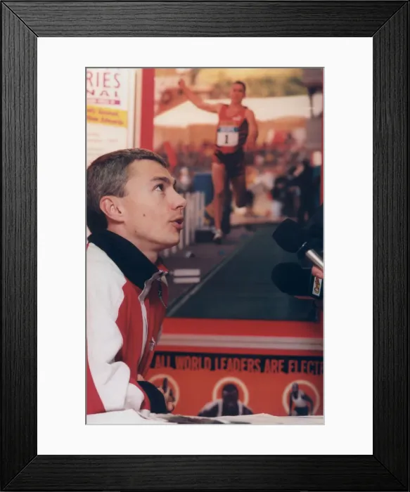 Framed Print : Athlete Jonathan Edwards Jonathan Edwards at the launch of the Grand Prix meeting