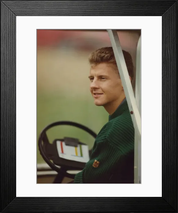 Framed Print : Athlete Steve Cram Steve Cram pictured relaxing in a golf buggy 15 October