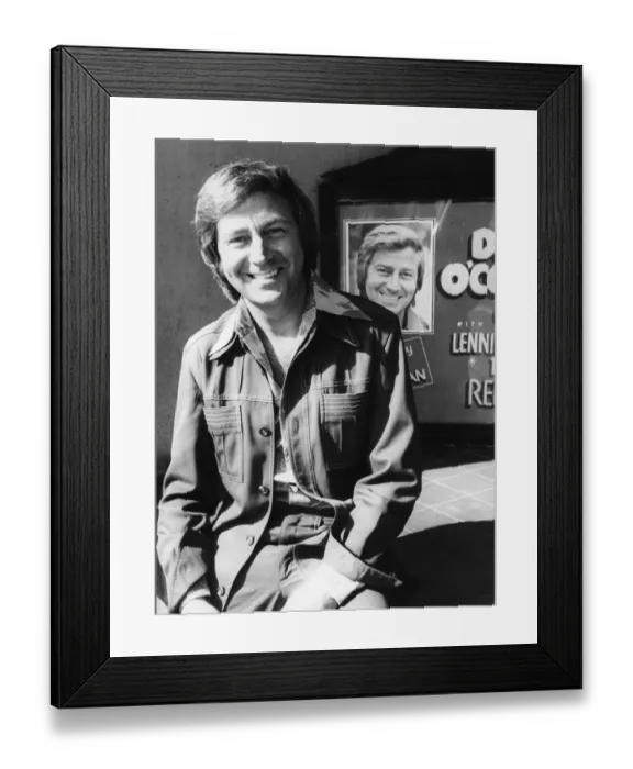 Framed Print : Des O Connor poses outside the Coventry Theatre where he is appearing in the