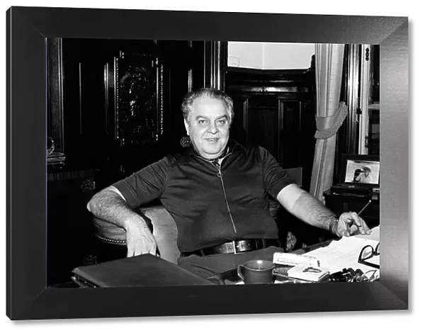 Cubby Broccoli, American film producer, pictured at his London Office Suite