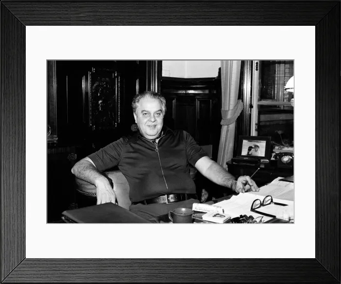 Framed Print : Cubby Broccoli, American film producer, pictured at his London Office Suite Framed Print : Cubby Broccoli, American film producer, pictured at his London Office Suite