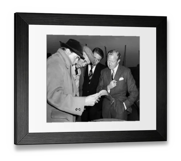 Framed Print : Kevin McClory, film producer, with John Huston, director