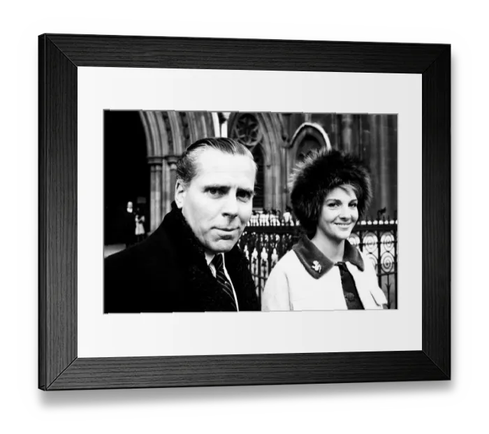 Framed Print : Kevin McClory, film producer, accompanied by wife and heiress Bobo Sigrist, High Court