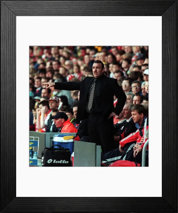 Framed Print : Everton goalkeeper Neville Southall catches the ball with Eric Cantona jumping Manchester Framed Print : Everton goalkeeper Neville Southall catches the ball with Eric Cantona jumping Manchester
