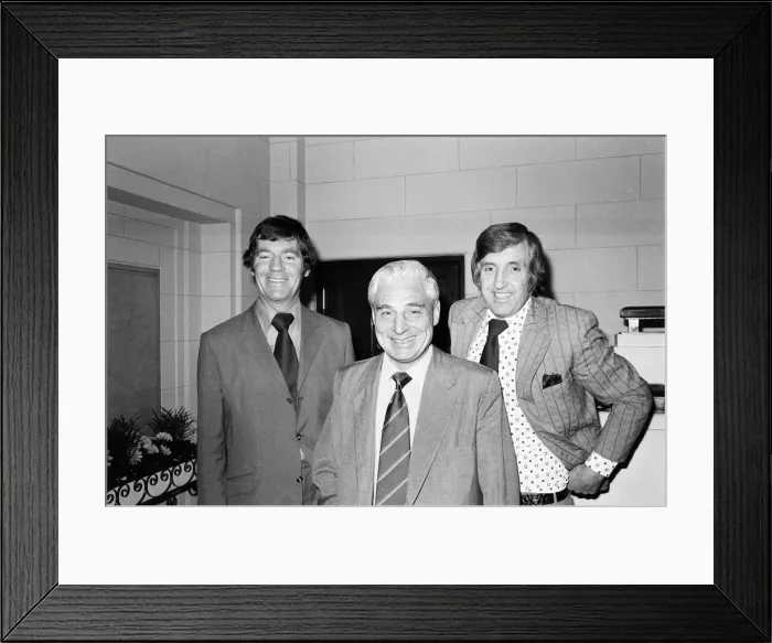 Framed Print : Lawrie McMenemy & Ted Bates of Southampton Football Club and John Bond of Norwich City Framed Print : Lawrie McMenemy & Ted Bates of Southampton Football Club and John Bond of Norwich City