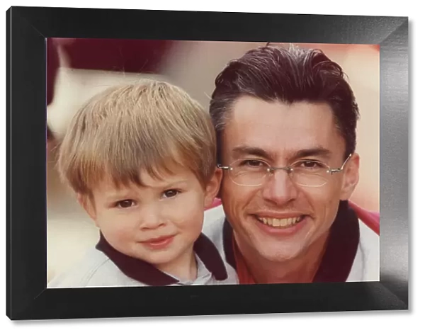 Athlete Jonathan Edwards Jonathan Edwards with his son Nathan 18 July 1998