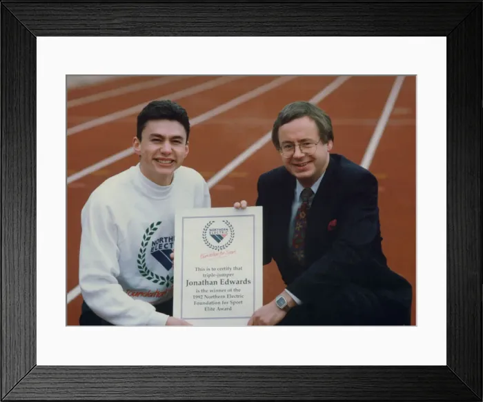 Framed Print : Athlete Jonathan Edwards Jonathan Edwards is awarded the 1992 Northern Framed Print : Athlete Jonathan Edwards Jonathan Edwards is awarded the 1992 Northern