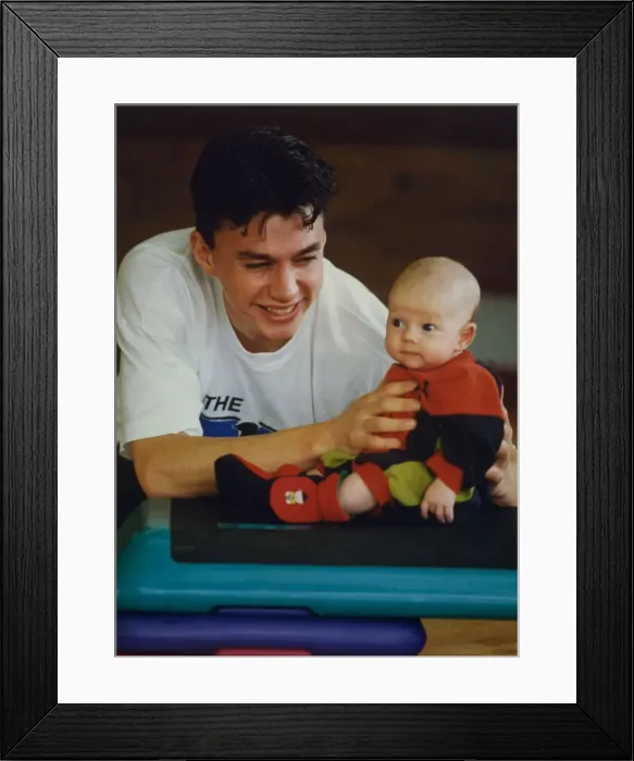 Framed Print : Athlete Jonathan Edwards Jonathan Edwards with ten-week-old son, Sam Framed Print : Athlete Jonathan Edwards Jonathan Edwards with ten-week-old son, Sam