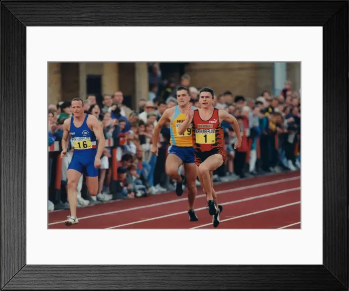 Framed Print : Athlete Jonathan Edwards Jonathan Edwards winning a 100 metres sprint Framed Print : Athlete Jonathan Edwards Jonathan Edwards winning a 100 metres sprint