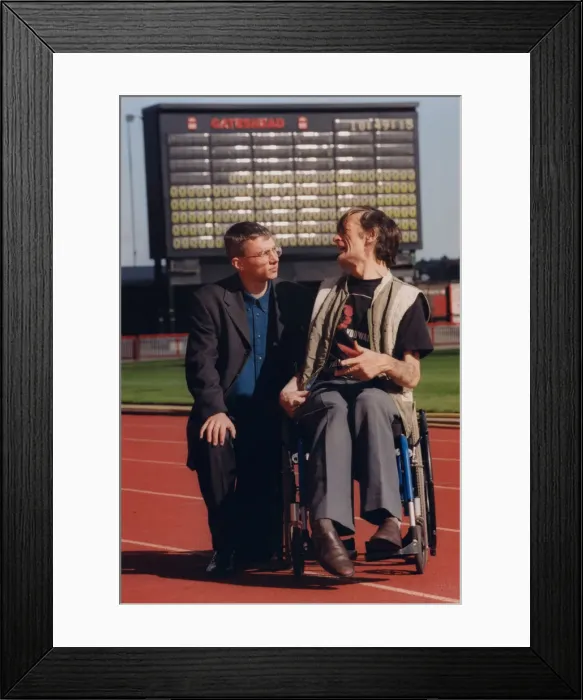 Framed Print : Athlete Jonathan Edwards Jonathan Edwards with Alan Dodds at the opening of Framed Print : Athlete Jonathan Edwards Jonathan Edwards with Alan Dodds at the opening of