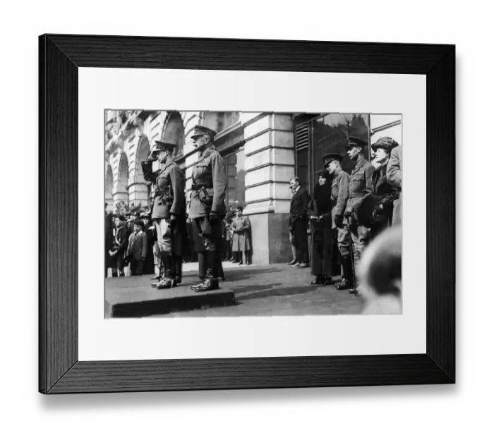 Framed Print : The Prince of Wales and General Haig seen here taking the saluting on the steps of