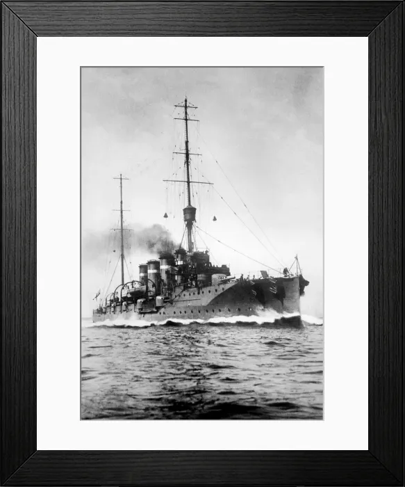 Framed Print : The Royal Navy Cruiser HMS Glasgow which part in the Battle of Coronel on the 1st Framed Print : The Royal Navy Cruiser HMS Glasgow which part in the Battle of Coronel on the 1st