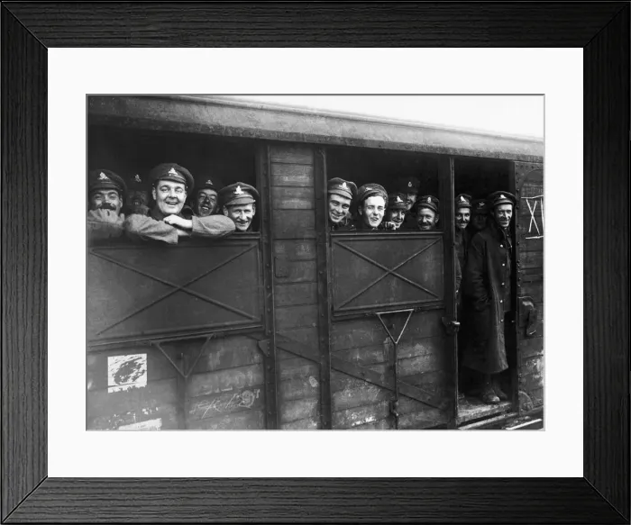 Framed Print : The first Christmas leave train seen here leaving Northern Italy