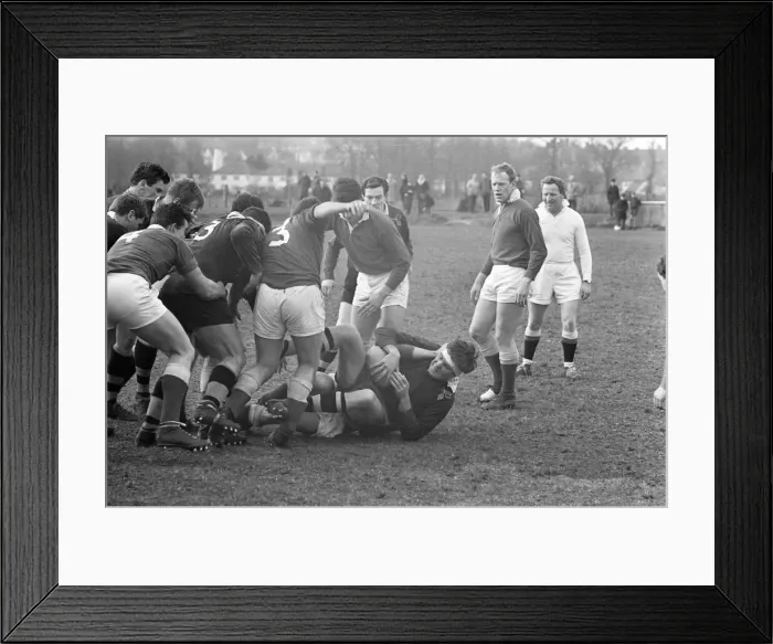 Framed Print : London Wasps v Llanelli, Rugby Union Match at Repton Avenue, Sudbury, London, March 1966