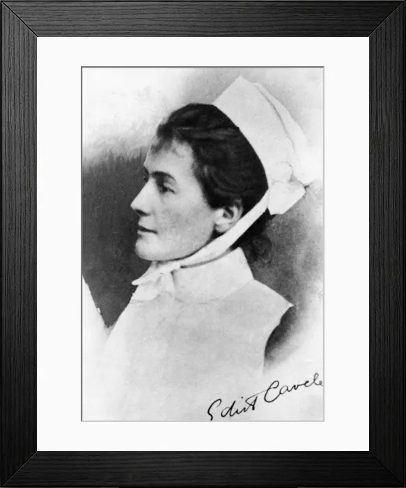 Framed Print : British nurse and patriot Edith Cavell. She is celebrated for saving the lives of Framed Print : British nurse and patriot Edith Cavell. She is celebrated for saving the lives of