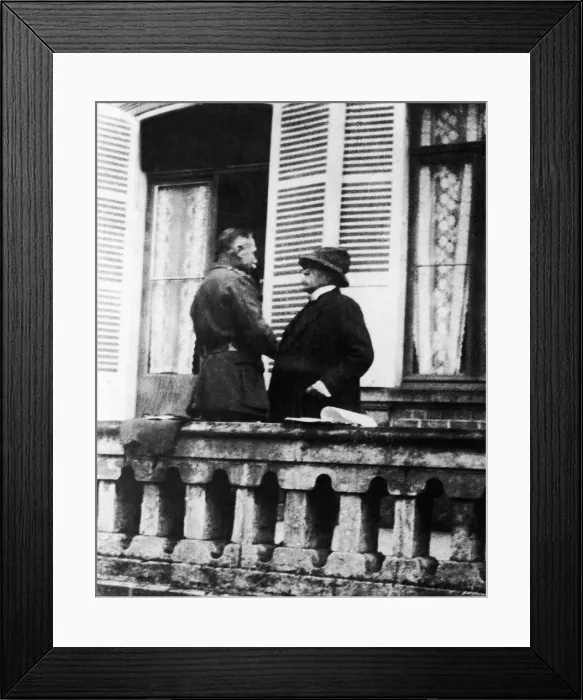 Framed Print : French Premier Georges Clemenceau seen here at a meeting with General Douglas Haig to