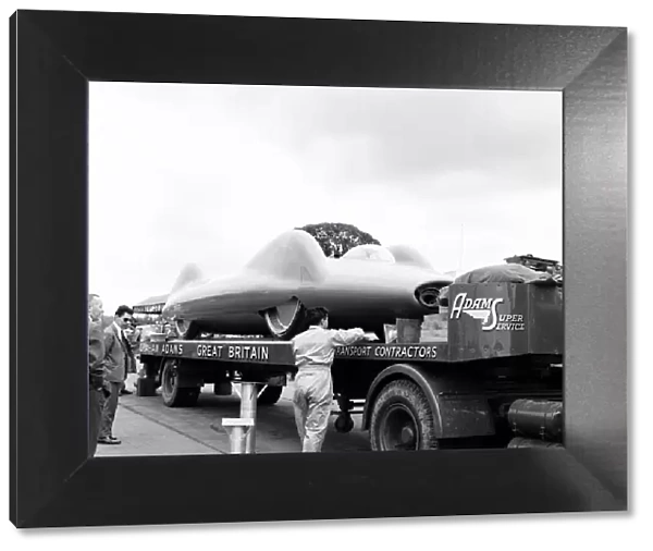 Bluebird is unloaded at Goodwood Racetrack, 18th July 1960