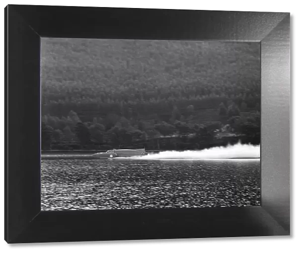 Donald Campbell, takes BlueBird for a run on Coniston Water, 4th November 1958