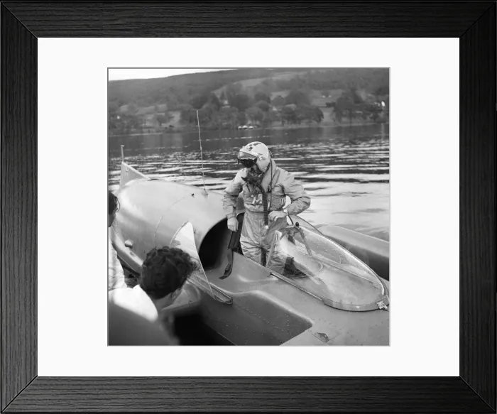 Framed Print : Donald Campbell, at Coniston Water, 24th October 1958 Framed Print : Donald Campbell, at Coniston Water, 24th October 1958