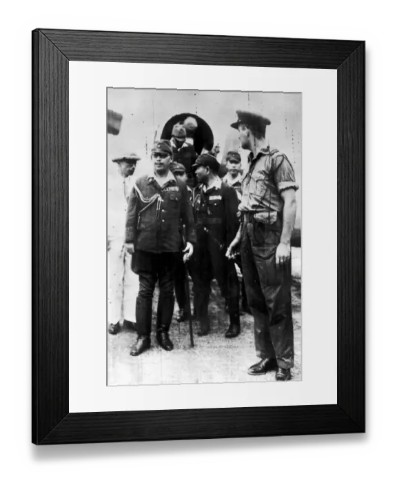 Framed Print : Japanese surrender envoys Lieutenant General Takaza Numata (leader of the surrender party Framed Print : Japanese surrender envoys Lieutenant General Takaza Numata (leader of the surrender party