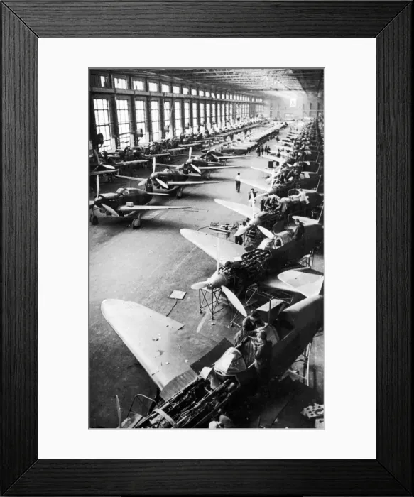 Framed Print : Soviet Yak fighter planes on the assembly line at a factory in Russia during the Second Framed Print : Soviet Yak fighter planes on the assembly line at a factory in Russia during the Second