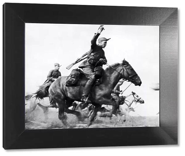 Soviet Cavalry troops attacking against the Germans during the Second World War
