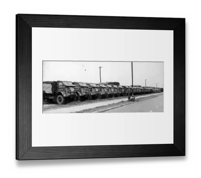Framed Print : PArt of a long line of army vehicles which stretch for over a mile Framed Print : PArt of a long line of army vehicles which stretch for over a mile