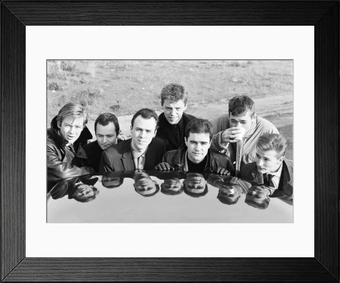 Framed Print : Ska group Madness pose in London whilst filming their new video. 30th January 1984 Framed Print : Ska group Madness pose in London whilst filming their new video. 30th January 1984