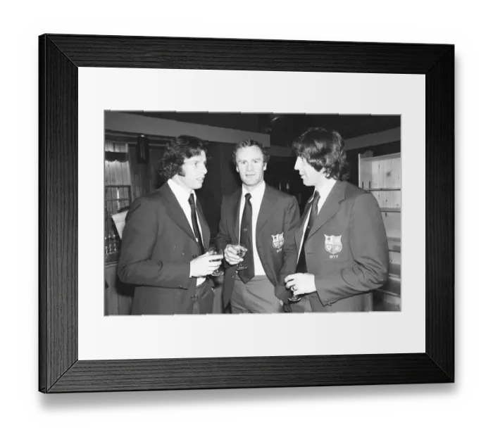 Framed Print : JJ Williams Mike Gibson and Ian McGreechan at the International Sports Writers Club in