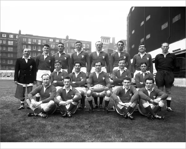 The Welsh Team pose for the camera before the start of their Five Nations match against