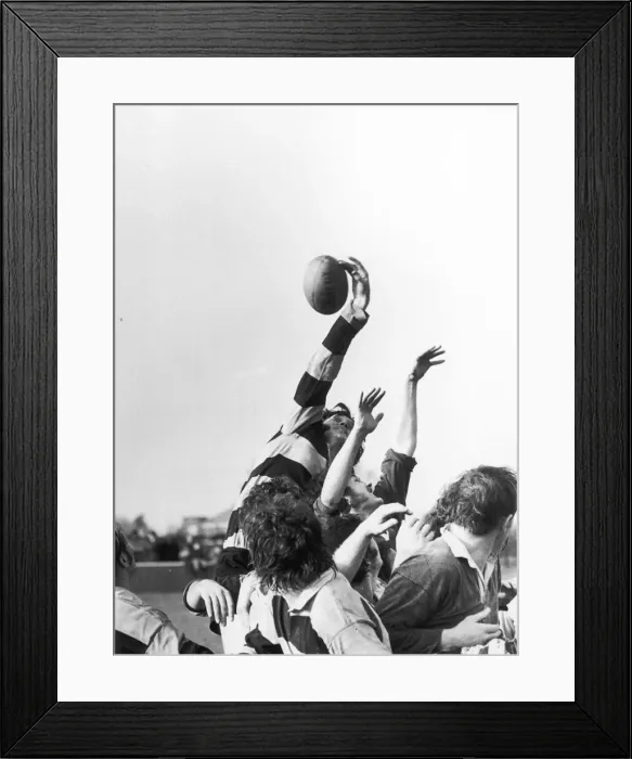 Framed Print : Wasps contest a line out during their match against Newport 10th March 1973 Framed Print : Wasps contest a line out during their match against Newport 10th March 1973