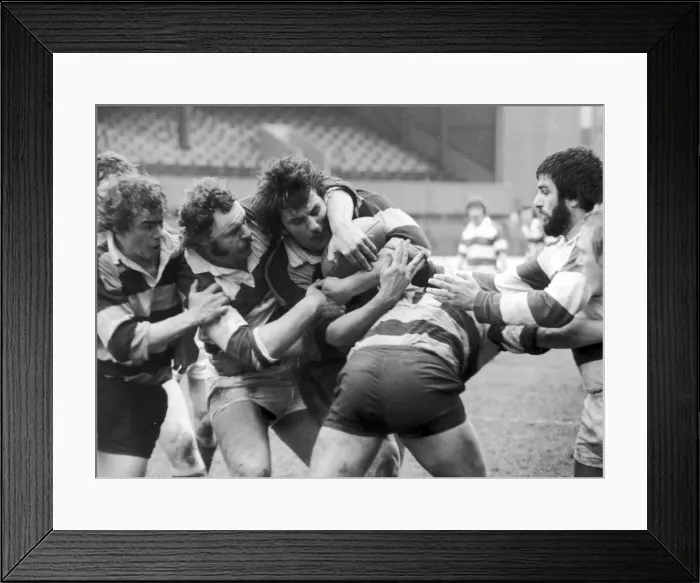 Framed Print : Saints Luke College v International XV 22nd March 1978. Bending a few arms Framed Print : Saints Luke College v International XV 22nd March 1978. Bending a few arms