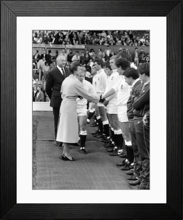 Framed Print : England v Japan Tickenham 11th October 1986. Princess Anne is presented to Framed Print : England v Japan Tickenham 11th October 1986. Princess Anne is presented to