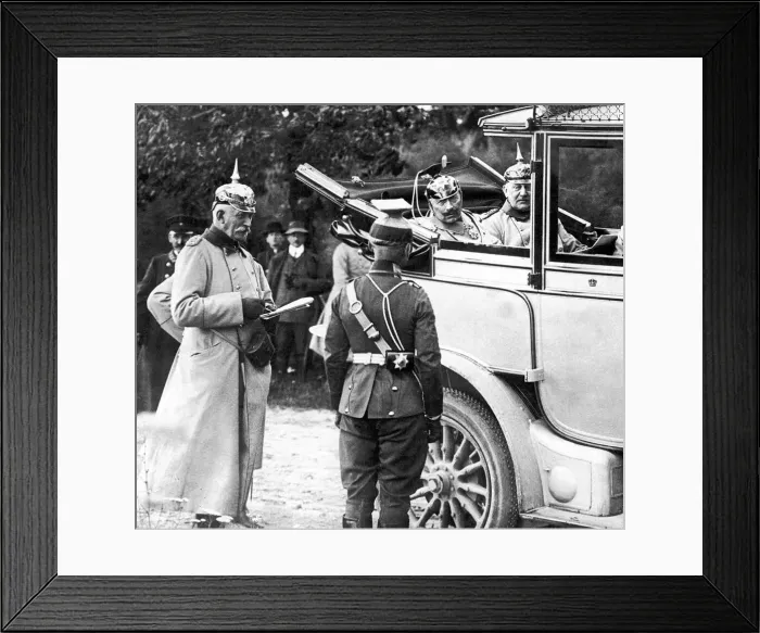 Framed Print : German Kaiser Wilhelm II seen here with General Moltke receiving a report from an officer