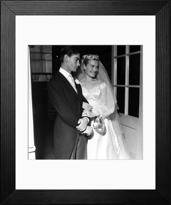 Framed Print : Shirley Eaton, TV and Film Actress aged 21, wedding to Colin Lenton Rowe aged 27