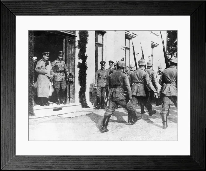 Framed Print : The German Crown Prince Wilhelm seen here reviewing soldiers of the 5th Army at his Framed Print : The German Crown Prince Wilhelm seen here reviewing soldiers of the 5th Army at his