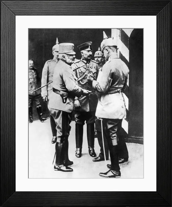 Framed Print : Kaiser Wilhelm II seen here with Grand Duke Friedrich of Austria at an Iron Cross medal Framed Print : Kaiser Wilhelm II seen here with Grand Duke Friedrich of Austria at an Iron Cross medal