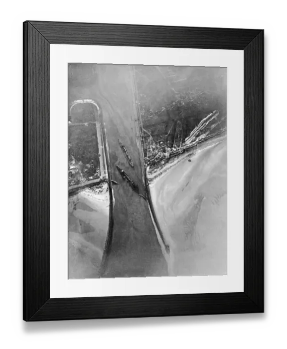 Framed Print : Aerial view The block ships HMS Intrepid and HMS Iphigenia in the channel of the Bruges Framed Print : Aerial view The block ships HMS Intrepid and HMS Iphigenia in the channel of the Bruges