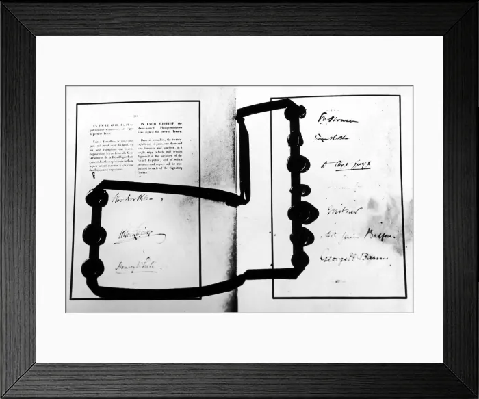Framed Print : British and American signatures on the 1919 Treaty of Versailles. 28th June 1919