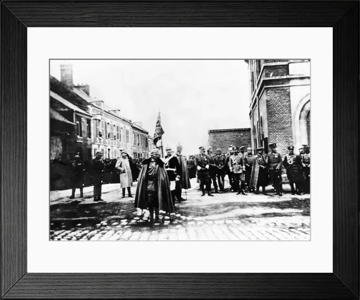 Framed Print : Kaiser Wilhelm II seen here reviewing the Prussian Guards Division at Marles in the Somme Framed Print : Kaiser Wilhelm II seen here reviewing the Prussian Guards Division at Marles in the Somme