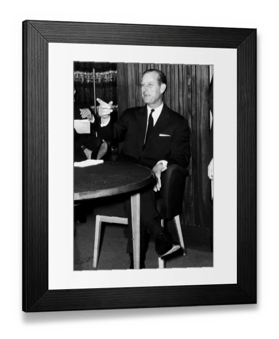 Framed Print : Prince Philip is pictured here during the recording seesion