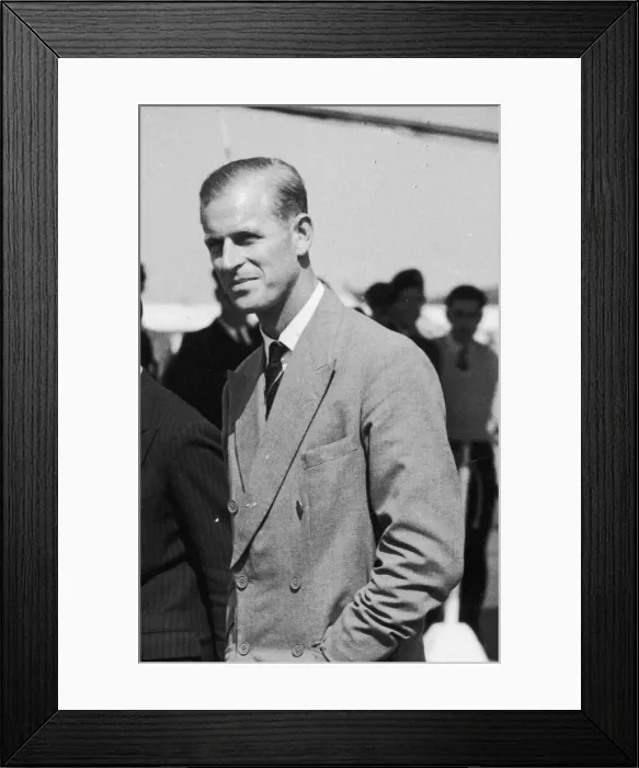 Framed Print : The Duke of Edinburgh arrives home on leave. Pictured with his private secretary Mike Framed Print : The Duke of Edinburgh arrives home on leave. Pictured with his private secretary Mike