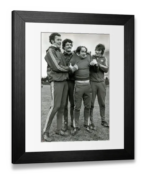 Framed Print : Scotland Rugby training February 1977 Scotland centre Jim Renwick hoisted by Framed Print : Scotland Rugby training February 1977 Scotland centre Jim Renwick hoisted by