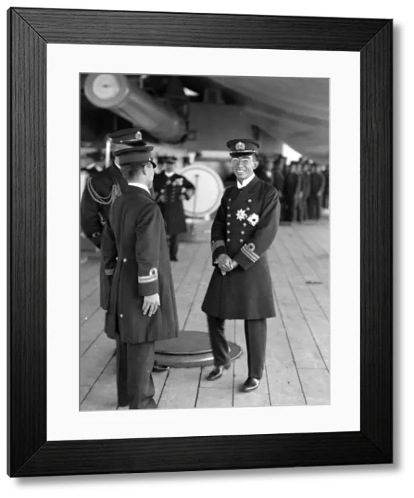 Framed Print : Japanese Crown Prince Hirohito pictured on board the warship Kotosi at Spithead during