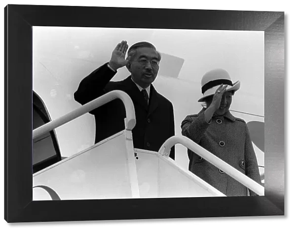 Emperor Hirohito of Japan and Empress Nagako arrive at Heathrow Airport