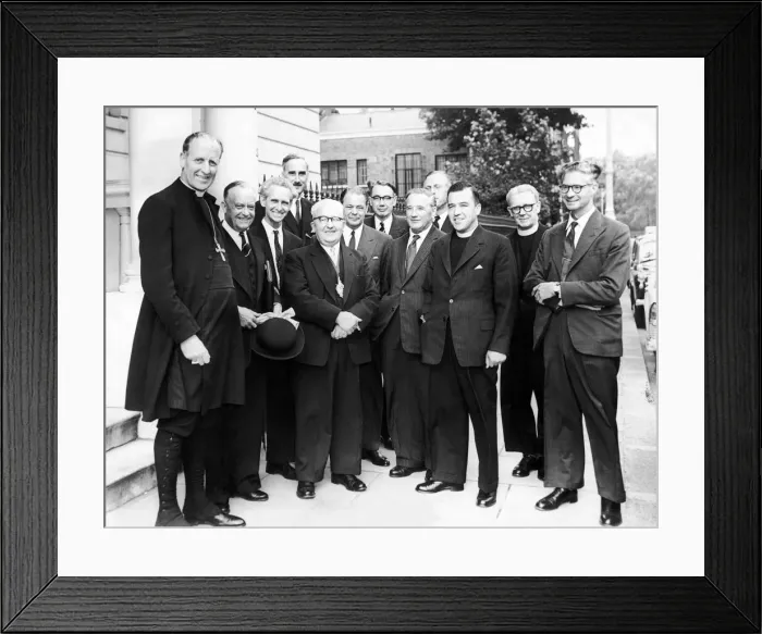 Framed Print : Representatives of the University of Warwick Promotion Committee outside 38 Belgrave Framed Print : Representatives of the University of Warwick Promotion Committee outside 38 Belgrave